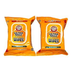 Arm & Hammer Ultra Max Face & Body Wipes Cool Water 2 Pack-30 Wipes in Each Pack